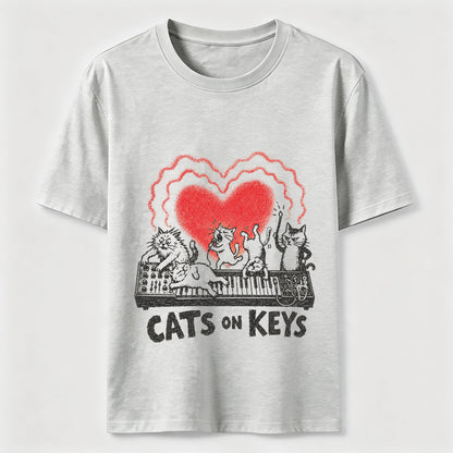 Cats On Keys Music Cat Lover Graphic Tee