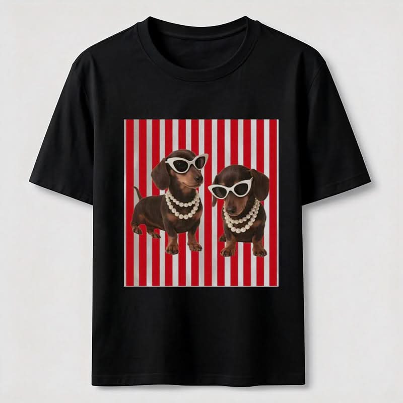 Cool Dachshund Stylish Wiener Dog Sunglasses Graphic Tee