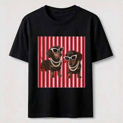Cool Dachshund Stylish Wiener Dog Sunglasses Graphic Tee