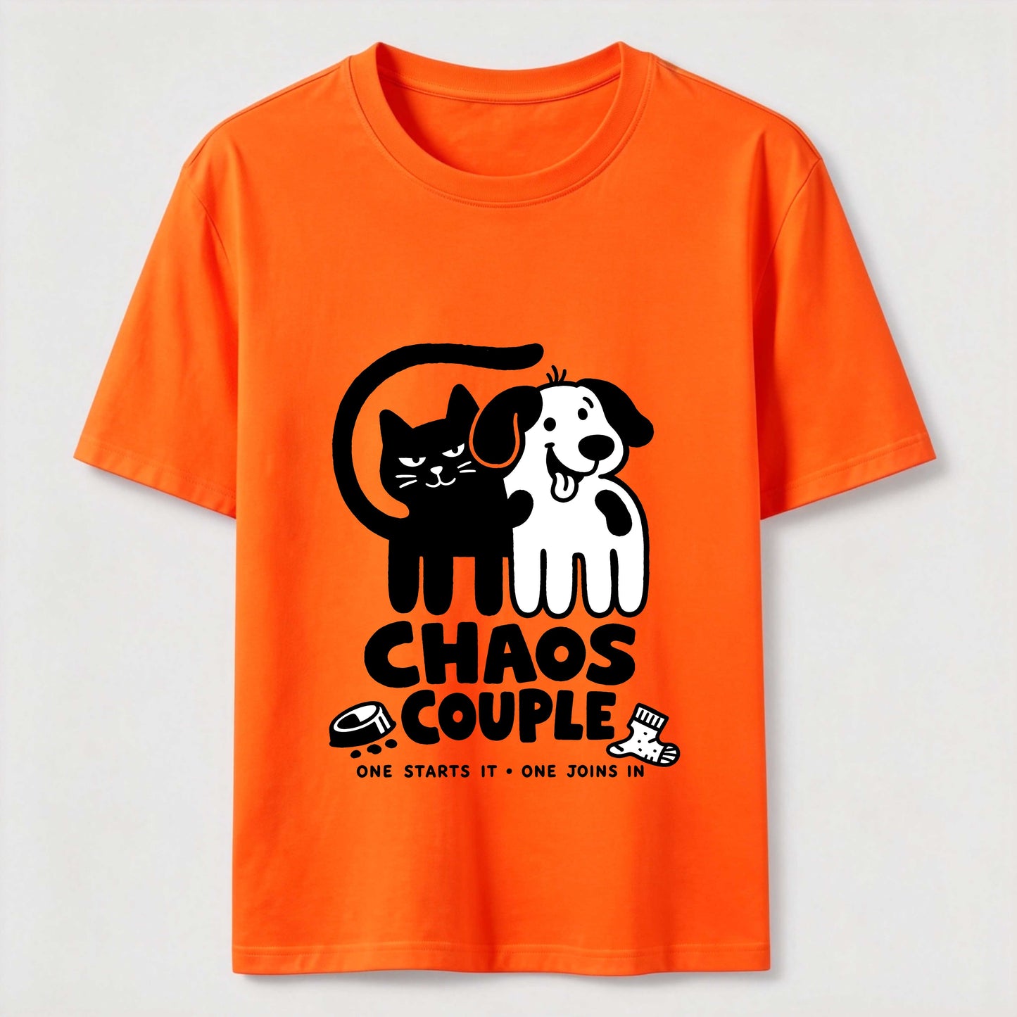 Chaos Couple Cat And Dog Tee