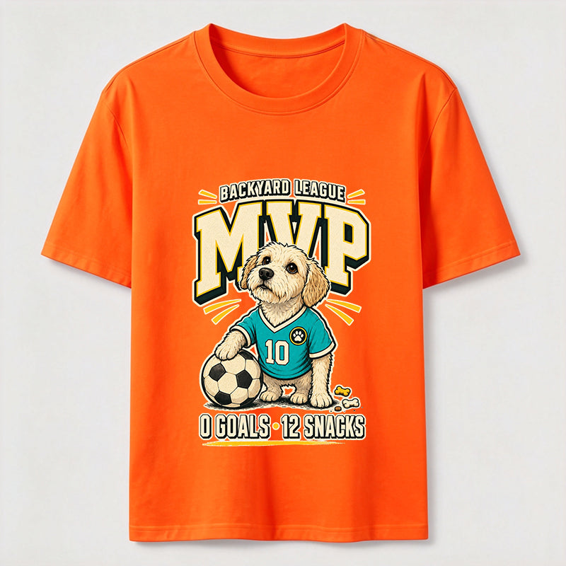 Funny Soccer Dog Backyard League MVP Puppy Graphic Tee