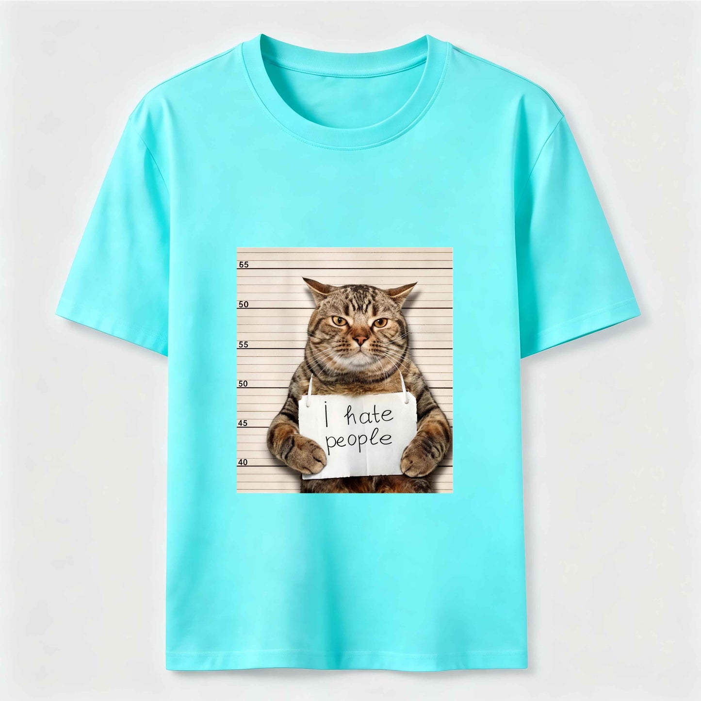 I Hate People Funny Mugshot Cat Graphic Tee
