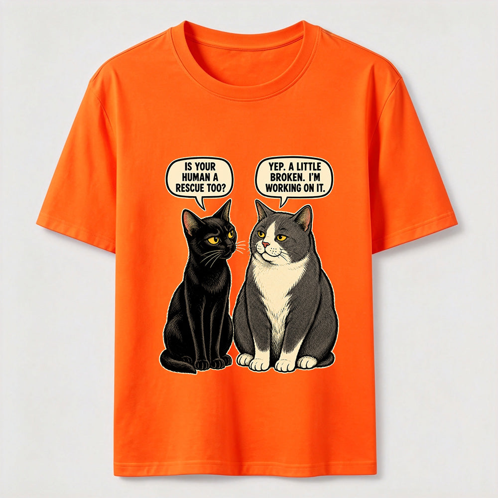 Rescue Human Cat Conversation T-Shirt
