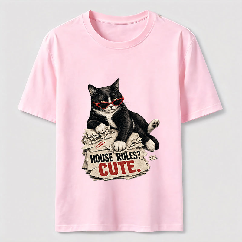 House Rules Cute Cat Tee