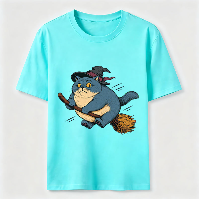 Witch Cat On A Broom T-Shirt