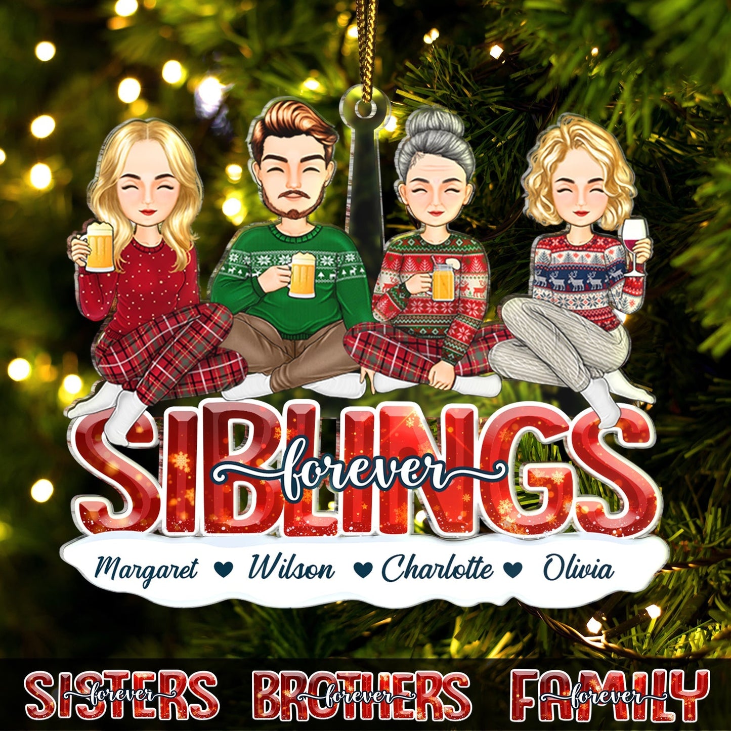 Personalized "Besties Forever" Keepsake Ornament for Friends & Sisters Christmas