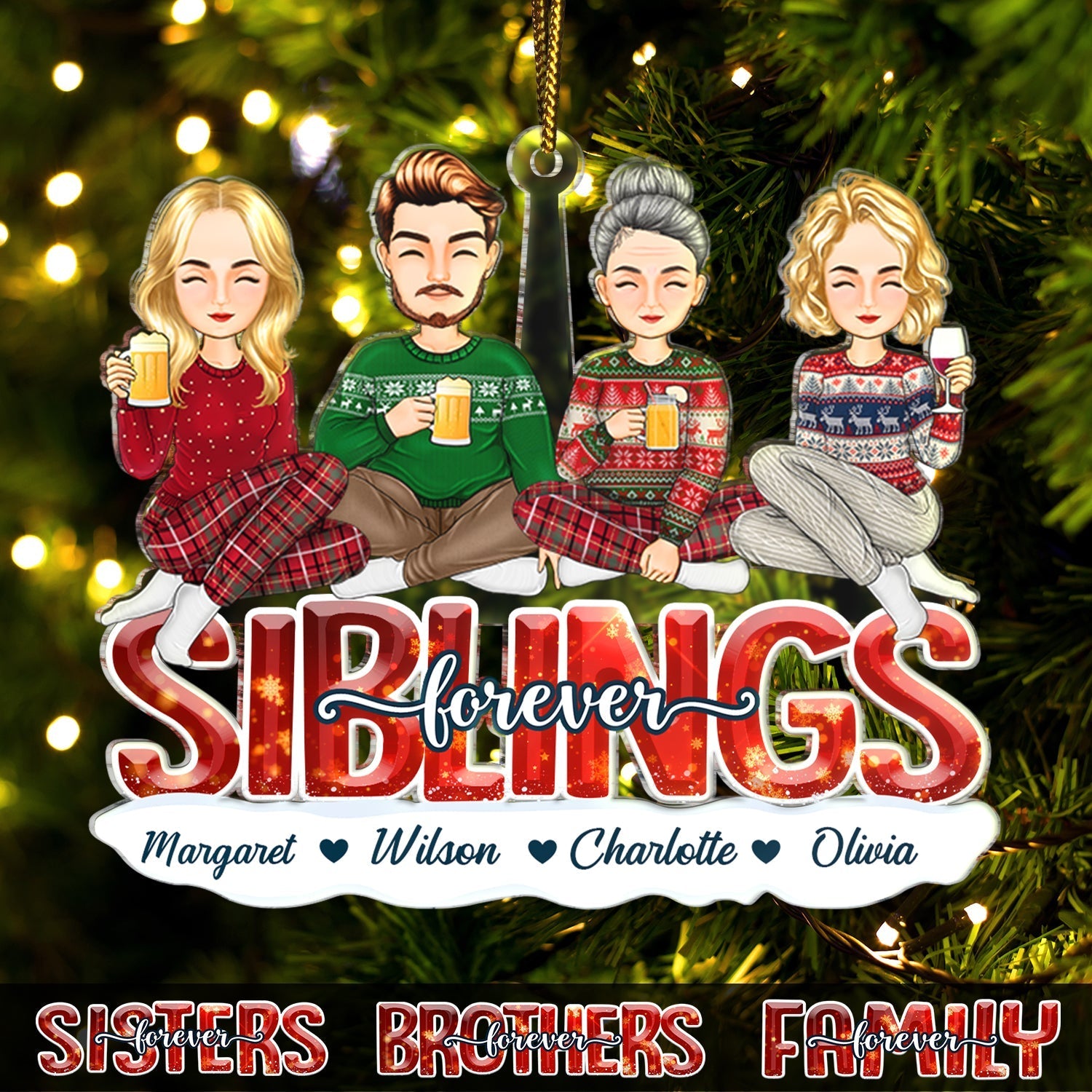 Personalized "Besties Forever" Keepsake Ornament for Friends & Sisters Christmas