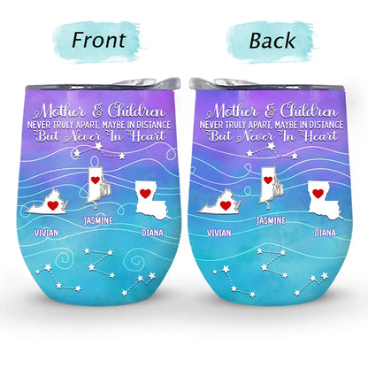 Personalized Long Distance Gifts Wine Tumbler: 'Never Too Far To Wine Together'