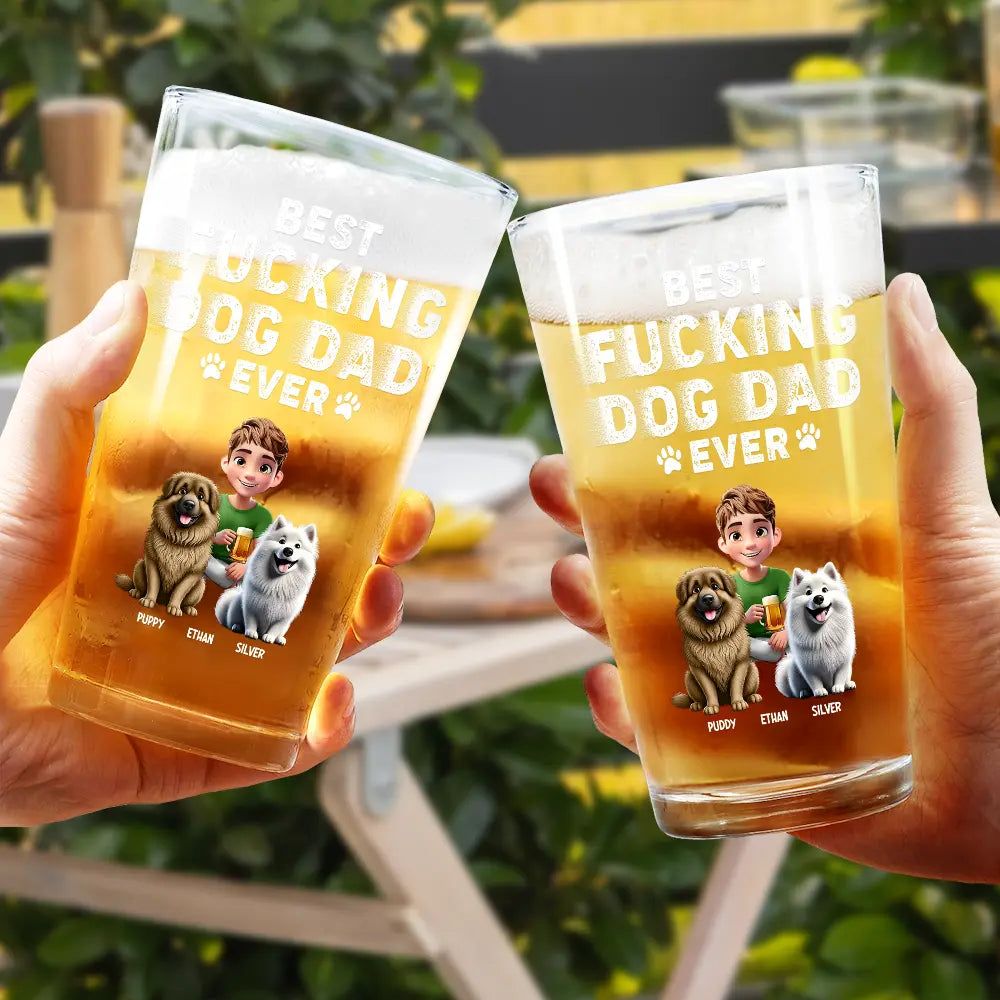 Best Dog Dad Ever - Personalized Beer Glass