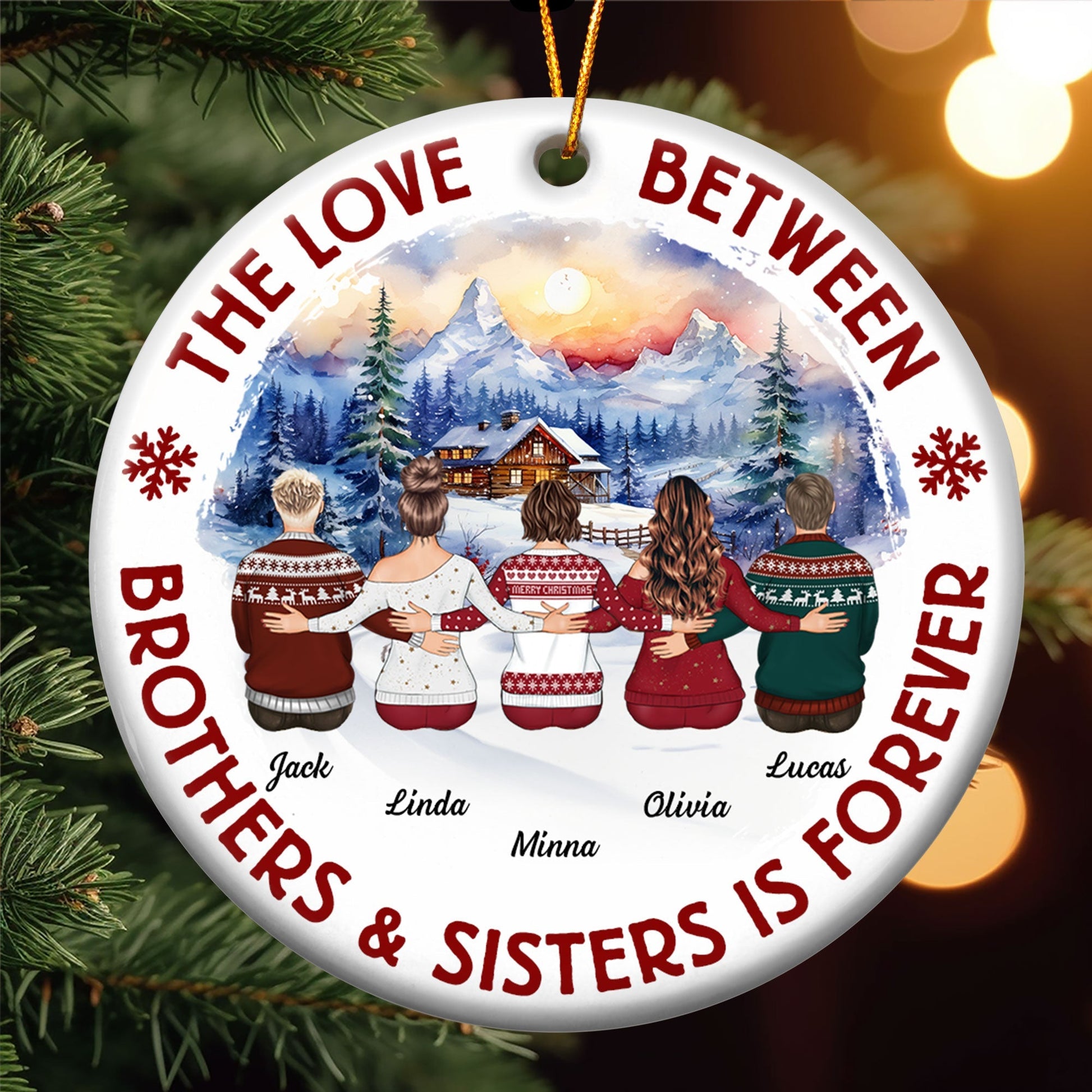 Personalized Brothers & Sisters Forever Ceramic Christmas Ornament