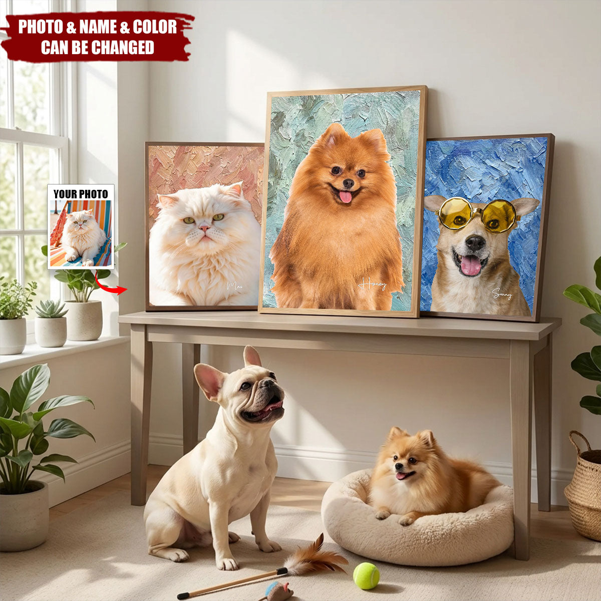 Canvas / Poster material and size view - Custom Pet Photo Canvas