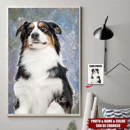 Custom pet photo canvas print with modern painting texture style design for dog and cat lovers wall art