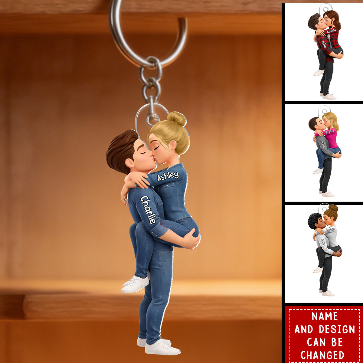 Kissing Couple - Personalized Keychain, Gift for Couple
