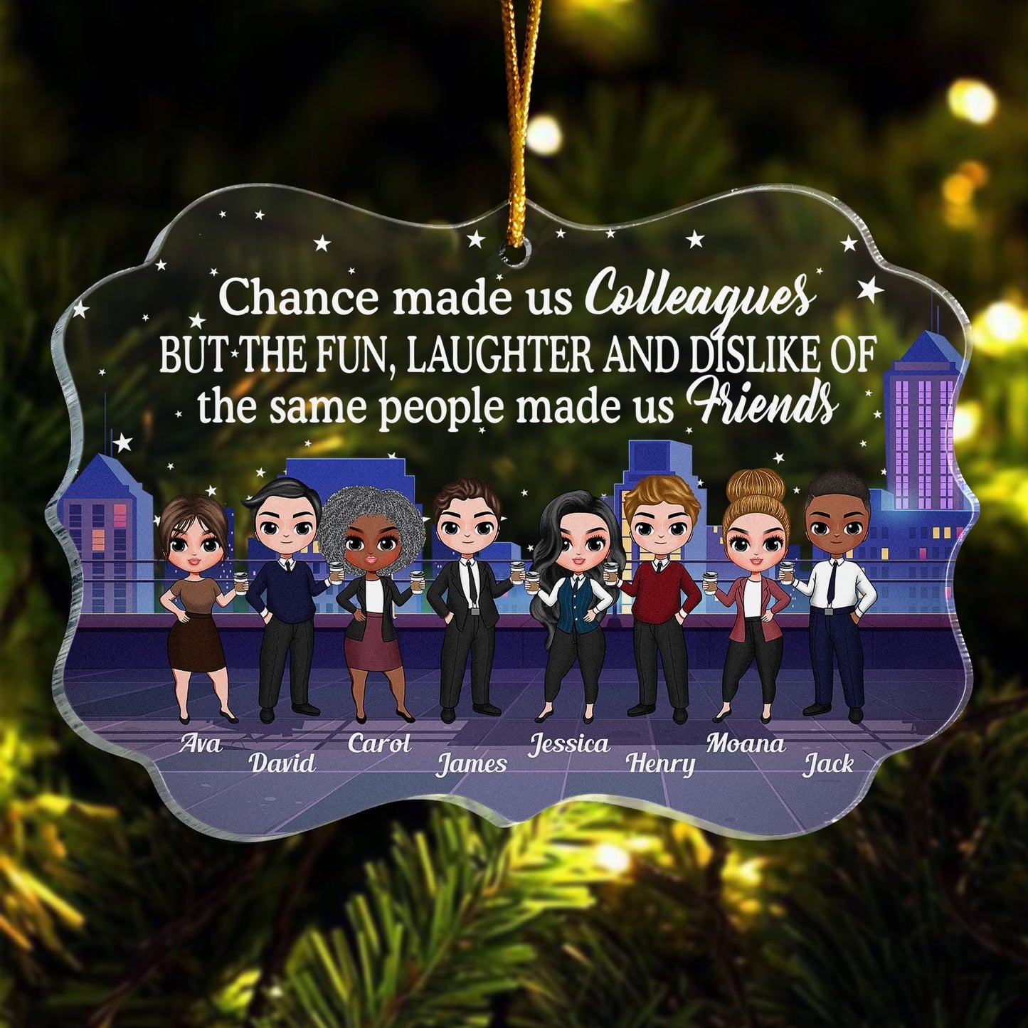 Custom 'Chance Made Us Friends' Colleague Acrylic Christmas Ornament