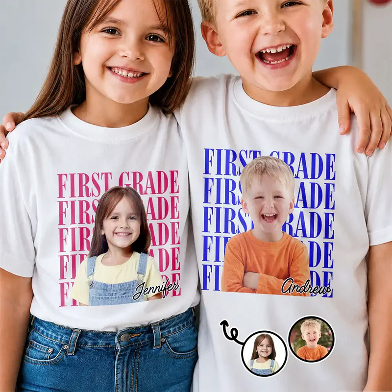 Custom Photo Kid Portrait Kindergarten - Custom Kid Shirt for Back To School | Personalized Gift for Student, Son, Daughter | Kindergarten, Pre-K, Preschool