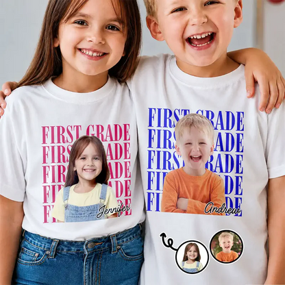 Custom Photo Kid Portrait Kindergarten - Custom Kid Shirt for Back To School | Personalized Gift for Student, Son, Daughter | Kindergarten, Pre-K, Preschool