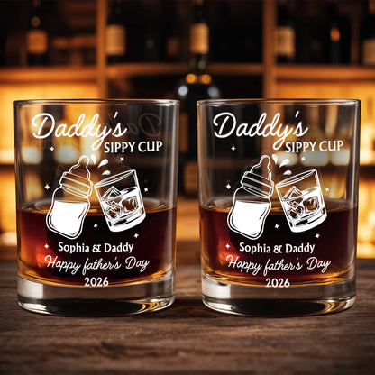 Custom Daddy's Sippy Cup Whiskey Glass personalization view for Dad