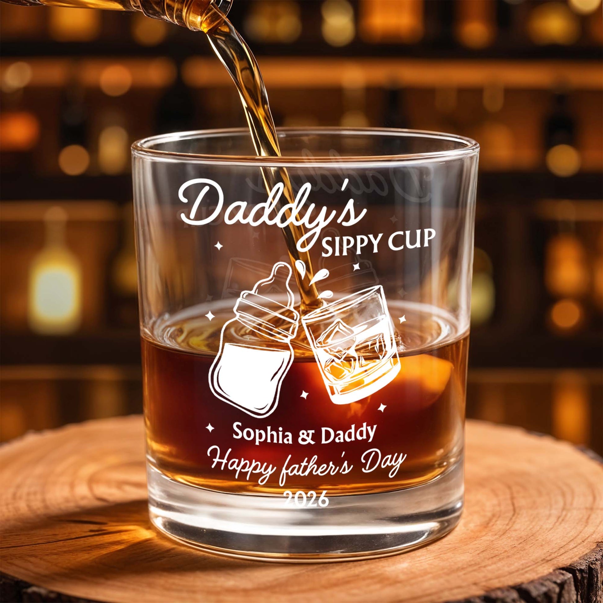 Tumbler material and size view - Custom Daddy's Sippy Cup Whiskey Glass