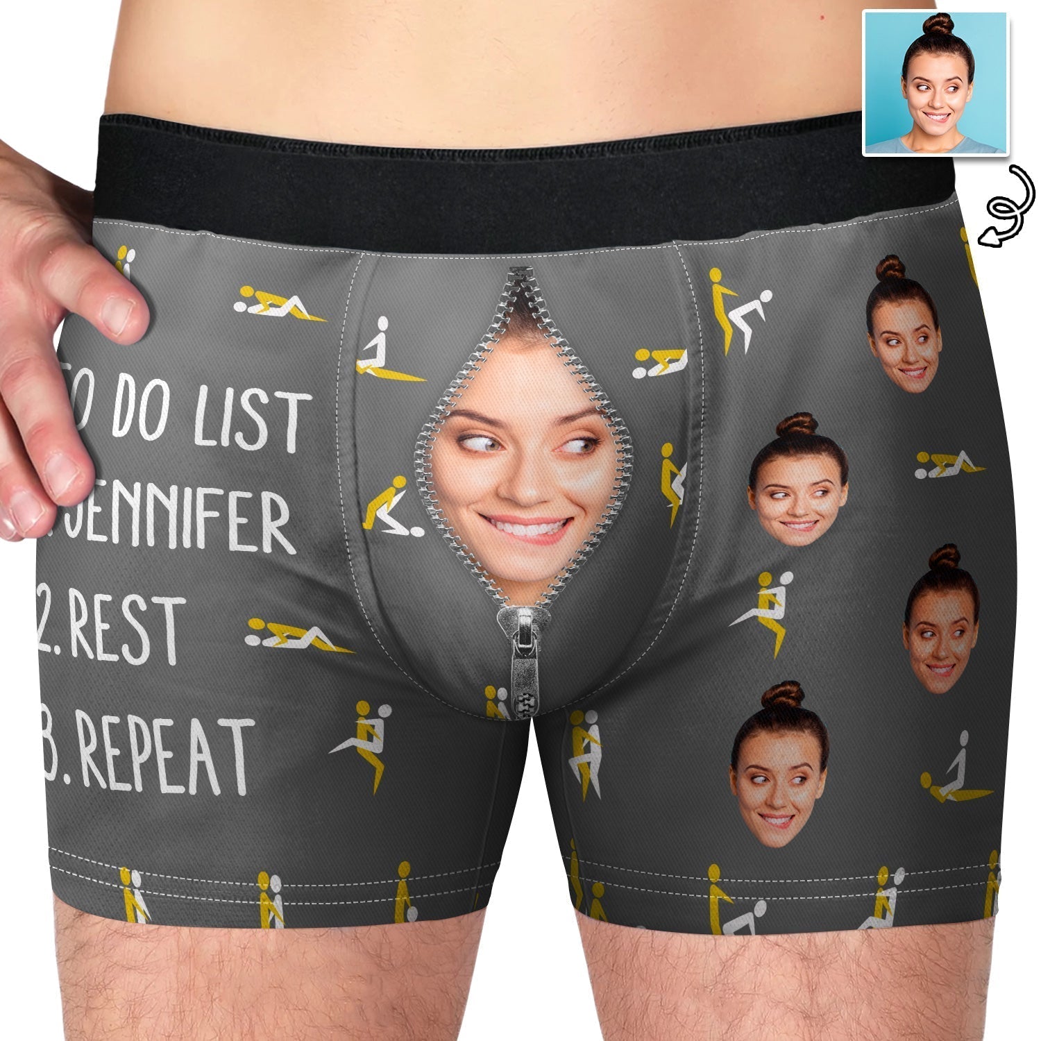 To Do List Wife Rest Repeat - Personalized Custom Photo Men's Boxer Briefs