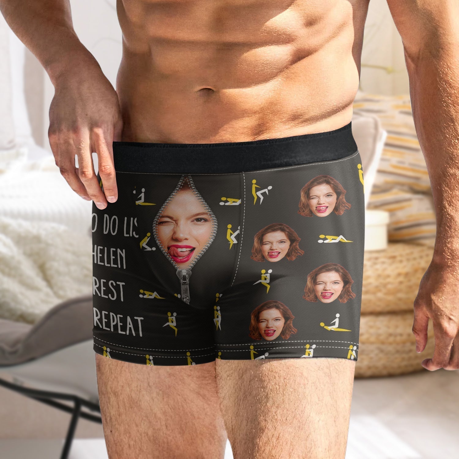 To Do List Wife Rest Repeat - Personalized Custom Photo Men's Boxer Briefs