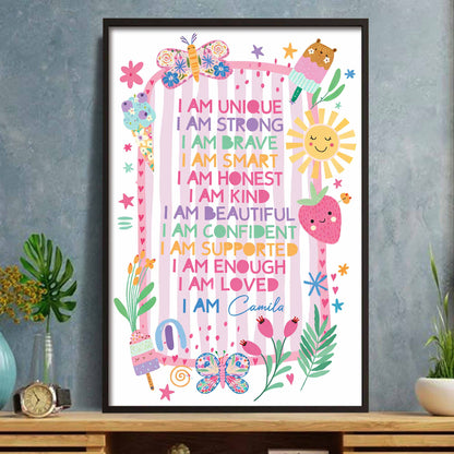 Personalized Kids Positive Affirmations Poster personalization view for Daughter/Granddaughter
