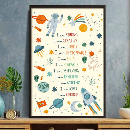 Custom Kids Space Affirmations Poster personalization view for Kids/Babies