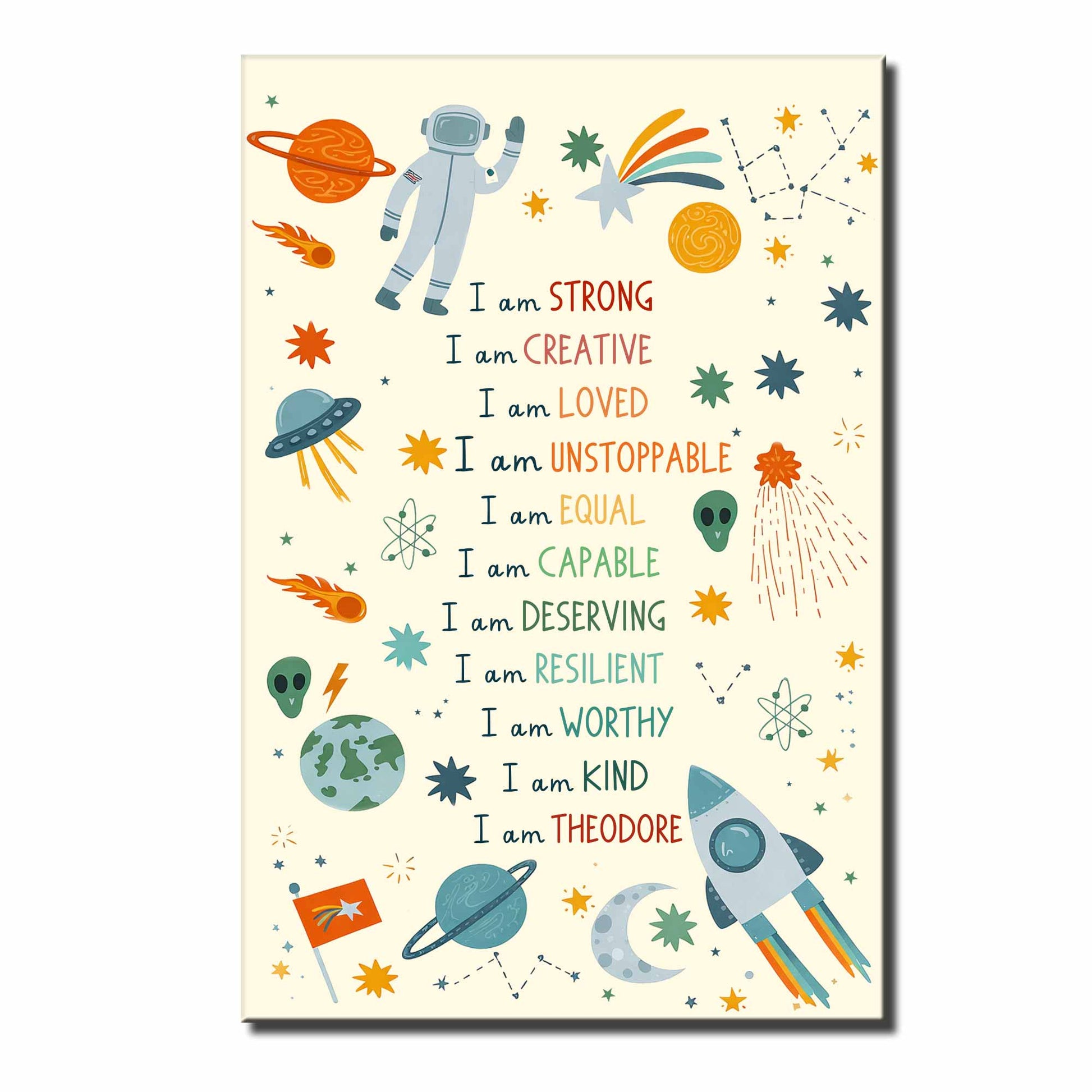Custom Kids Space Affirmations Poster for Kids/Babies with personalized design details for meaningful gifting image 6