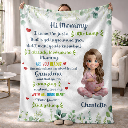Personalized baby bump blanket for expecting mommy with custom name and floral design