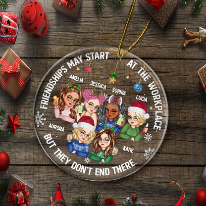 Heartfelt Personalized Ornament for Work Friends: 'Friendships Don't End There'