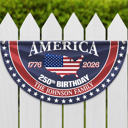 Custom Family Name America 250 Birthday 1776-2026 Non-Pleated Fan Flag TH10 898019