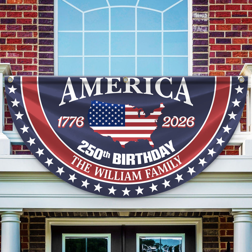 Custom Family Name America 250 Birthday 1776-2026 Non-Pleated Fan Flag TH10 898019