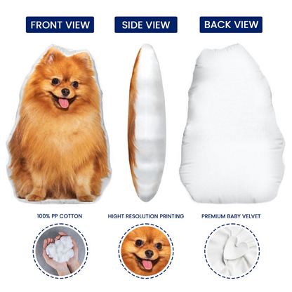 Custom Photo Pillow In The Shape Of Your Beloved Pet - Personalized Custom Shape Pillow - Gift for Dog Lovers, Cat Lovers, Pet Lovers