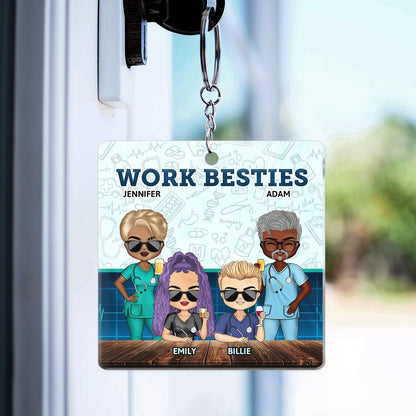 Personalized Funny Work Bestie Keychain - Reason I Don't Punch People