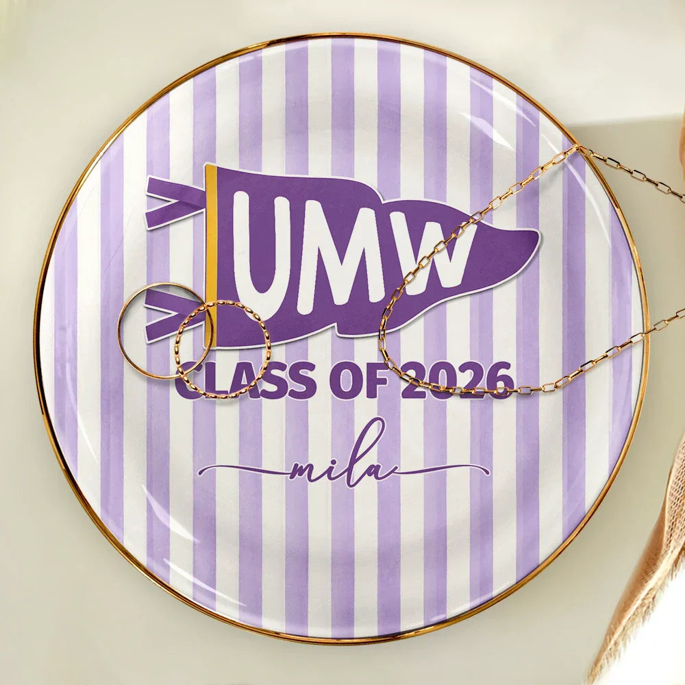 Jewelry Dish material and size view - Personalized Graduation Ring Dish