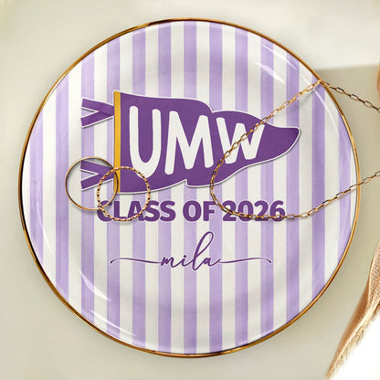Jewelry Dish material and size view - Personalized Graduation Ring Dish