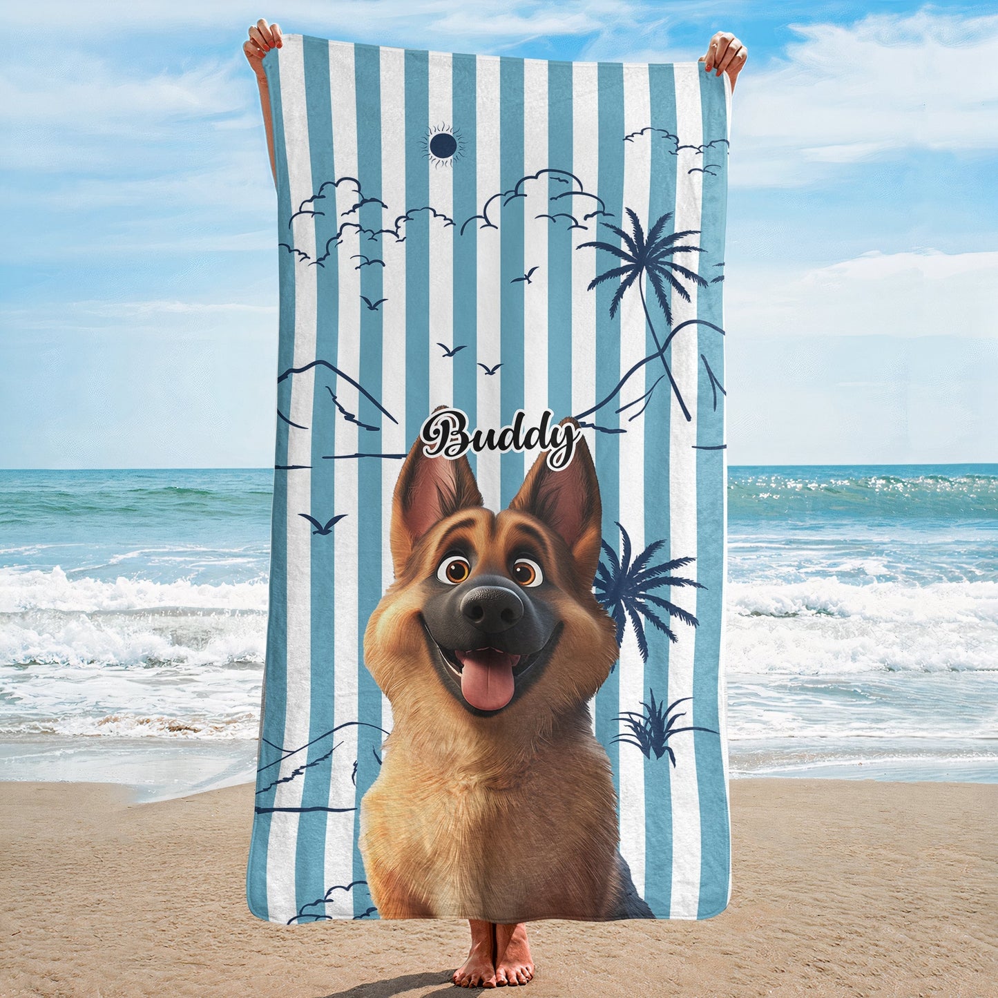 Summer With Dog- Personalized Beach Towel