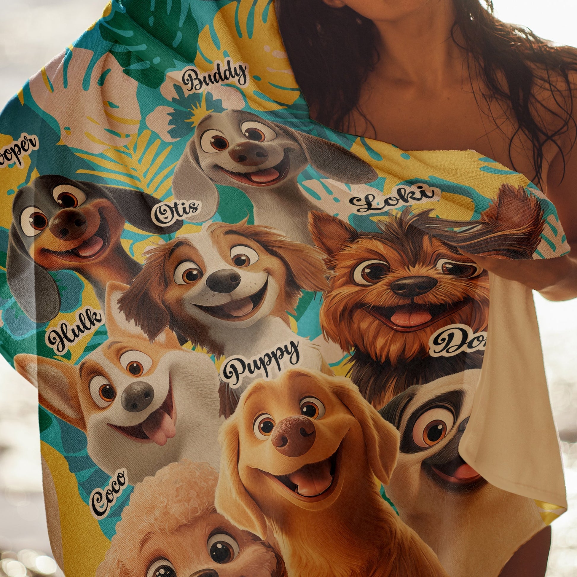 Summer With Dog- Personalized Beach Towel