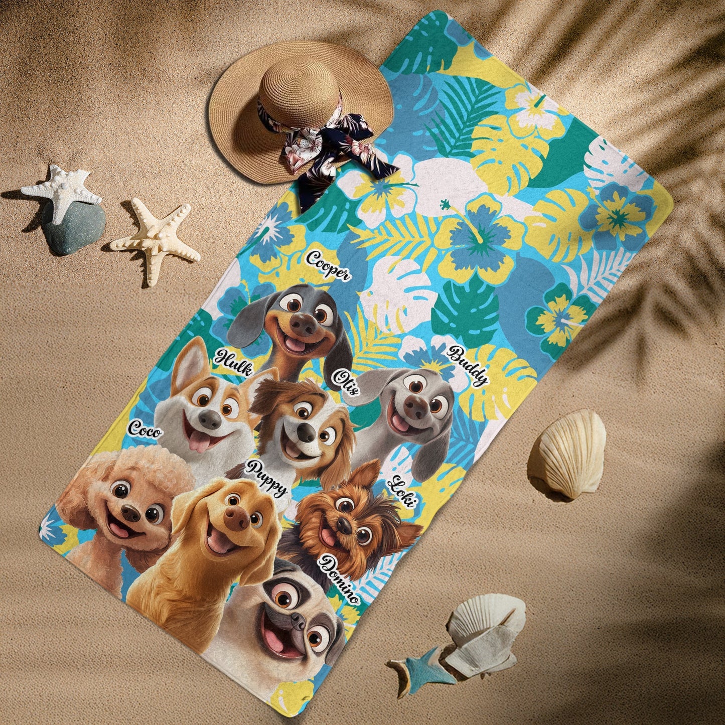 Summer With Dog- Personalized Beach Towel