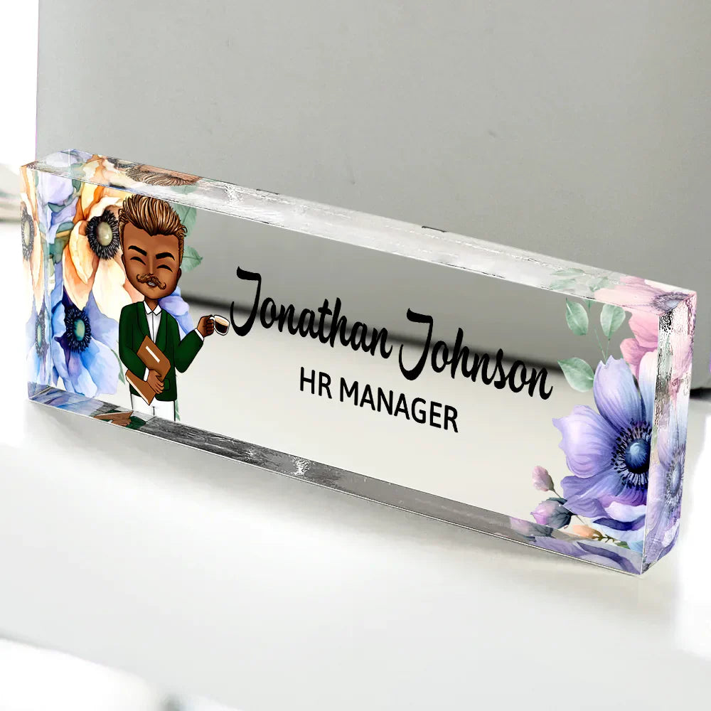 Plaque material and size view - Personalized Desk Name Plate