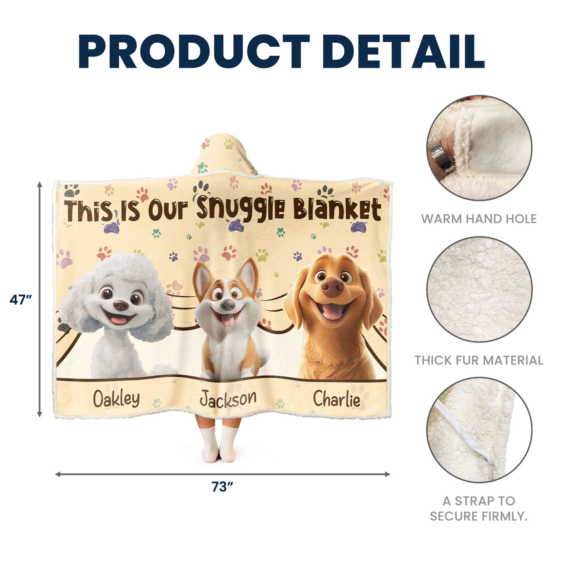 The “Paws & Cuddles” - Personalized Wearable Hoodie Blanket for Dog Lovers