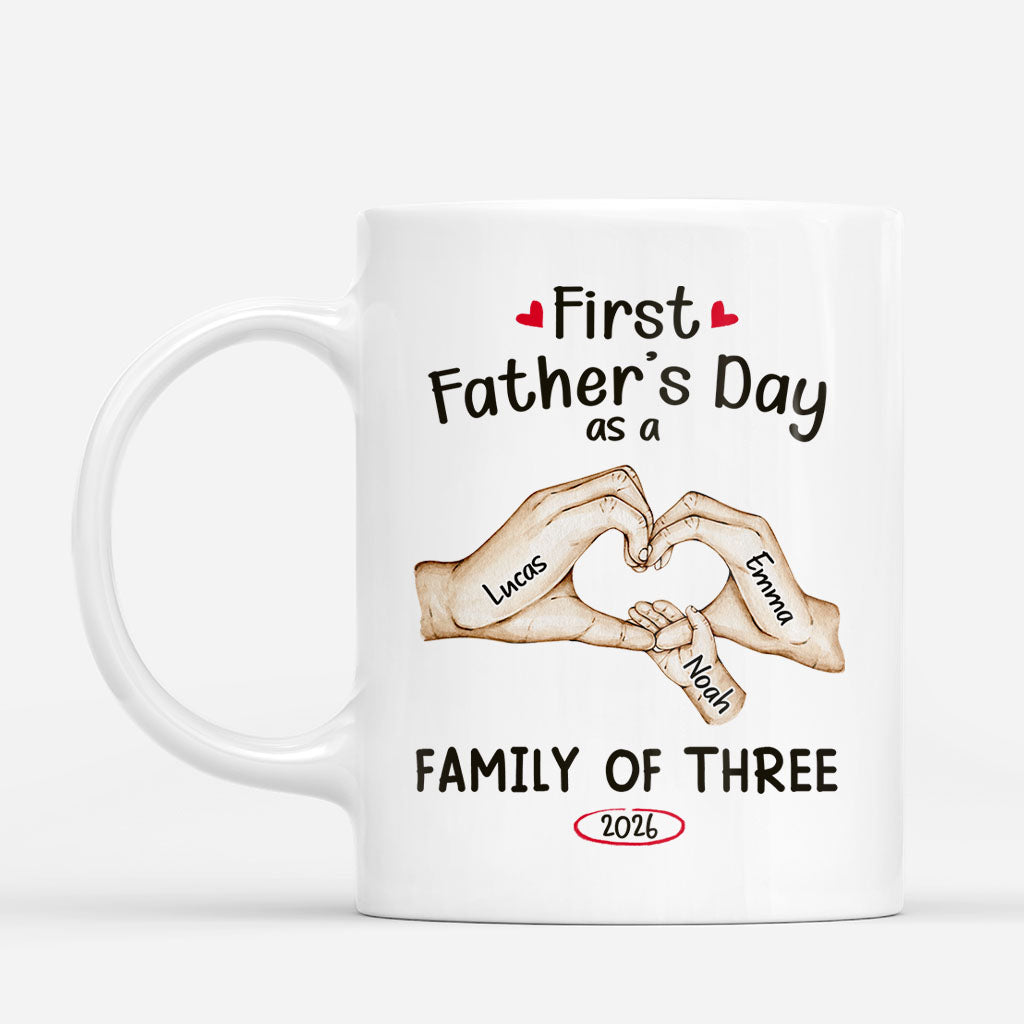 Personalized first father's day mug with custom hands making a heart shape for new dad gift