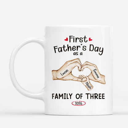 Personalized first father's day mug with custom hands making a heart shape for new dad gift
