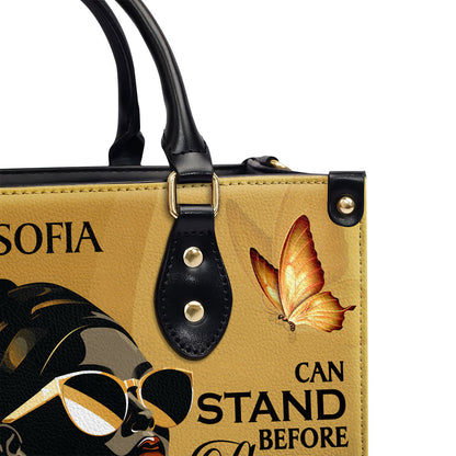 She Who Kneels Before God Can Stand Before Anyone - Personalized Leather Handbag STB10