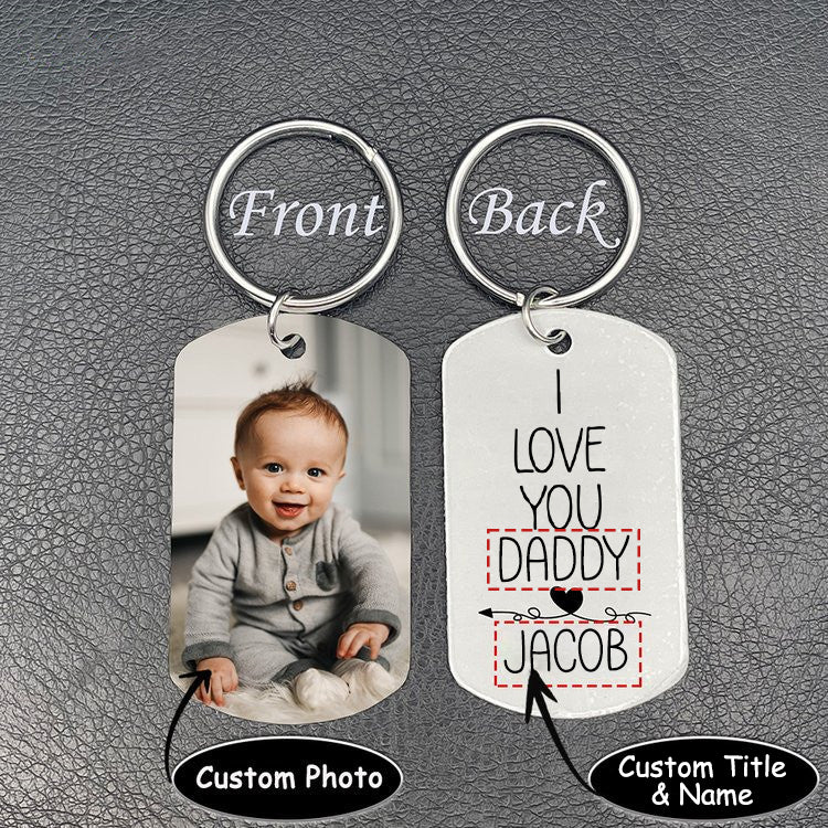 Personalized Dad Photo Keychain personalization view for Dad