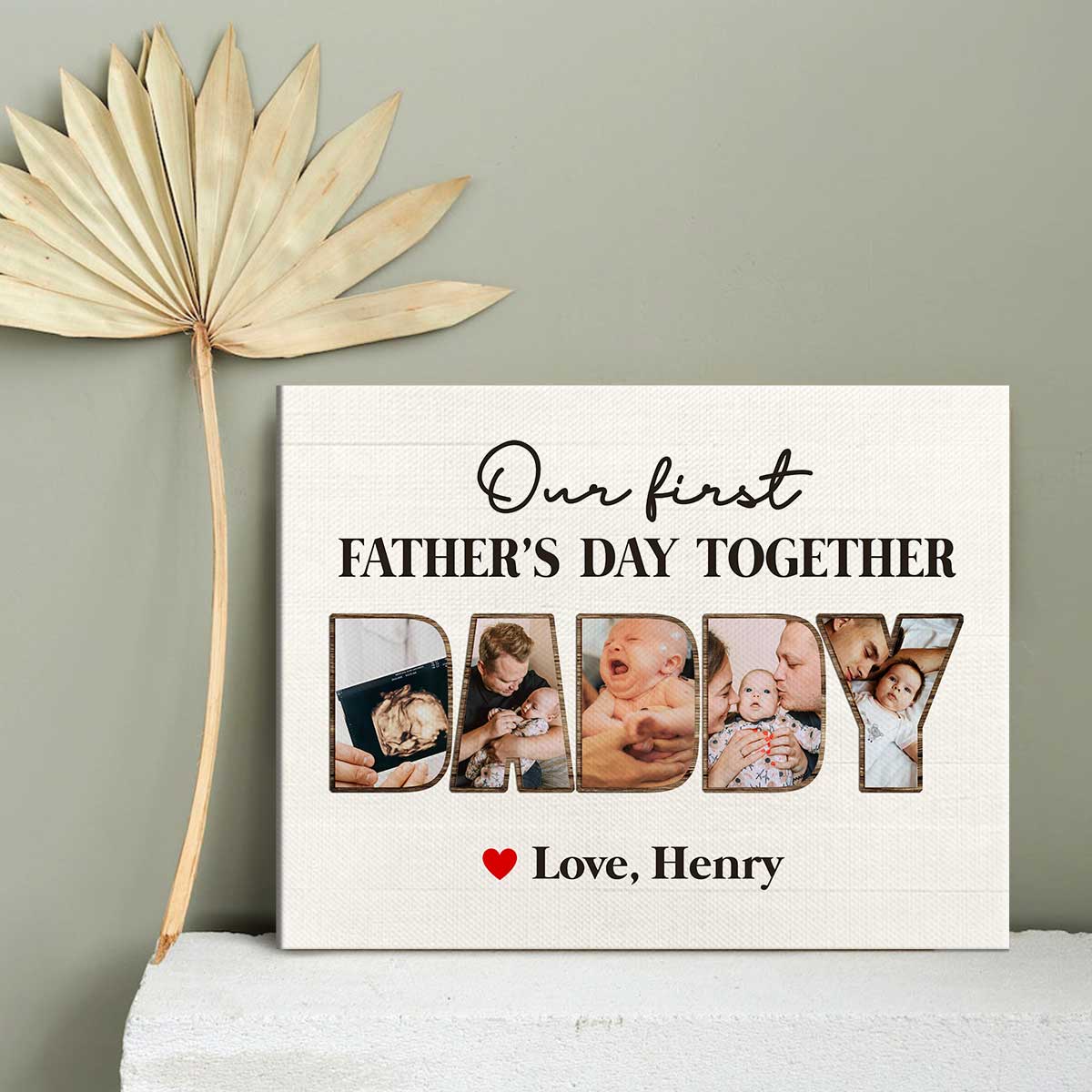 Custom First Father's Day Photo Collage Canvas for Dad with personalized design details for meaningful gifting image 6