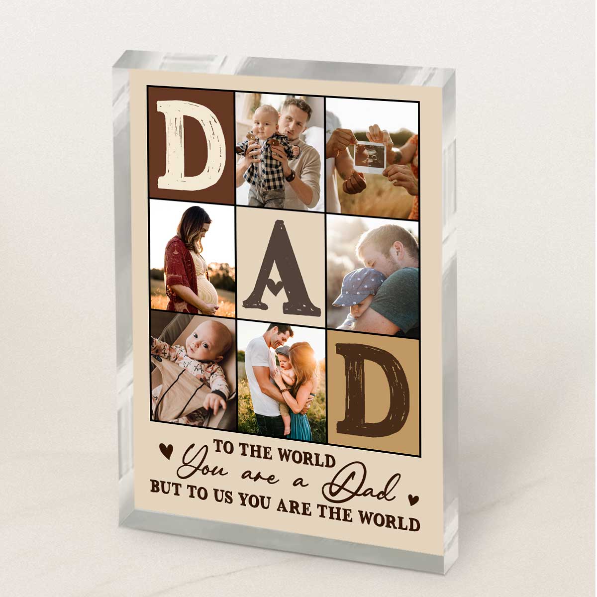 Plaque material and size view - Personalized Dad Photo Acrylic Block