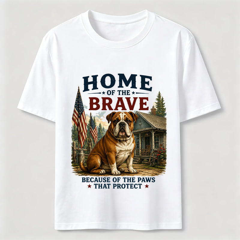 Home of the Brave Patriotic Bulldog T-Shirt