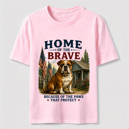 Home of the Brave Patriotic Bulldog T-Shirt