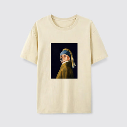 Pet with Pearl Earrings - Customized T-shirt