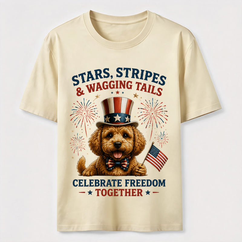 Stars, Stripes & Wagging Tails Patriotic Dog T-Shirt